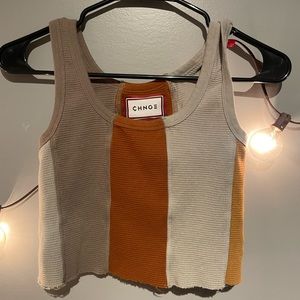 CHNGE striped multi color crop tank top